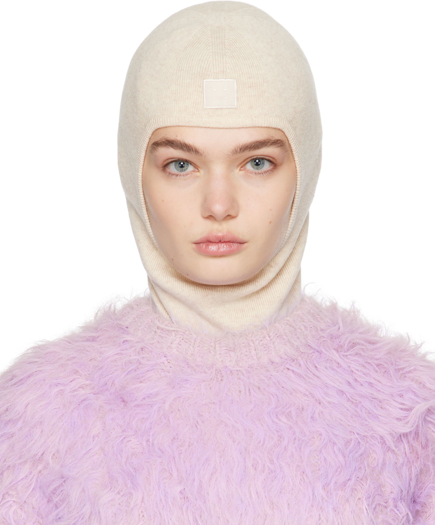 Mössa Acne Studios Acne Studios Face Logo Balaclava Beige | C40391-, 0