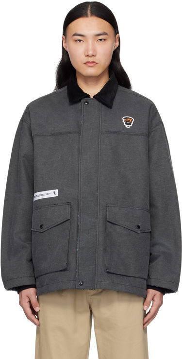 Parkas AAPE by A Bathing Ape AAPE by A Bathing Ape Moonface Logo Reversible Utility Jacket Grå | AAPJKM7680XXNBKX, 0