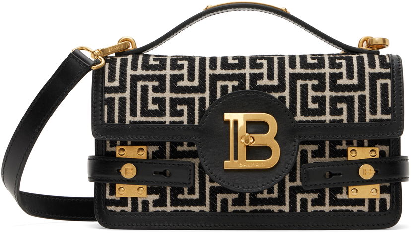 Axelväska Balmain Balmain B-Buzz 24 Canvas and Leather Bag Svart | EN1DA829TJGH