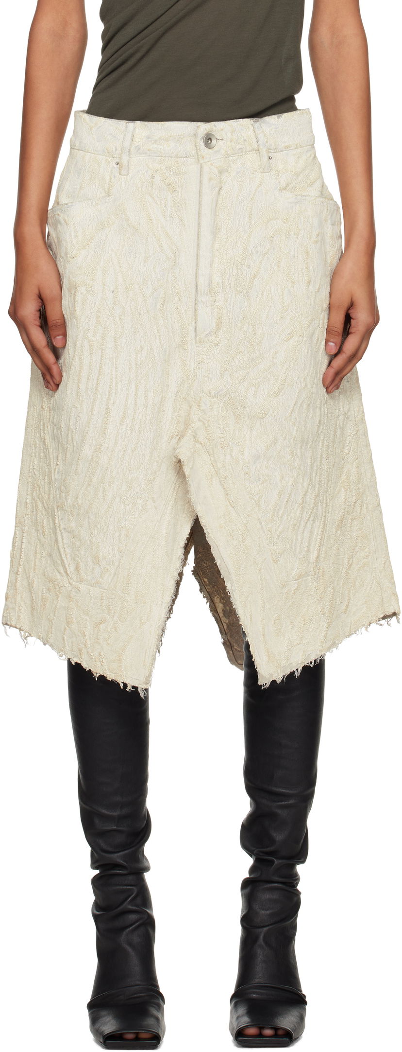 Kjol Rick Owens Rick Owens Concordians Midi Skirt Vit | RP02E4377 MMC