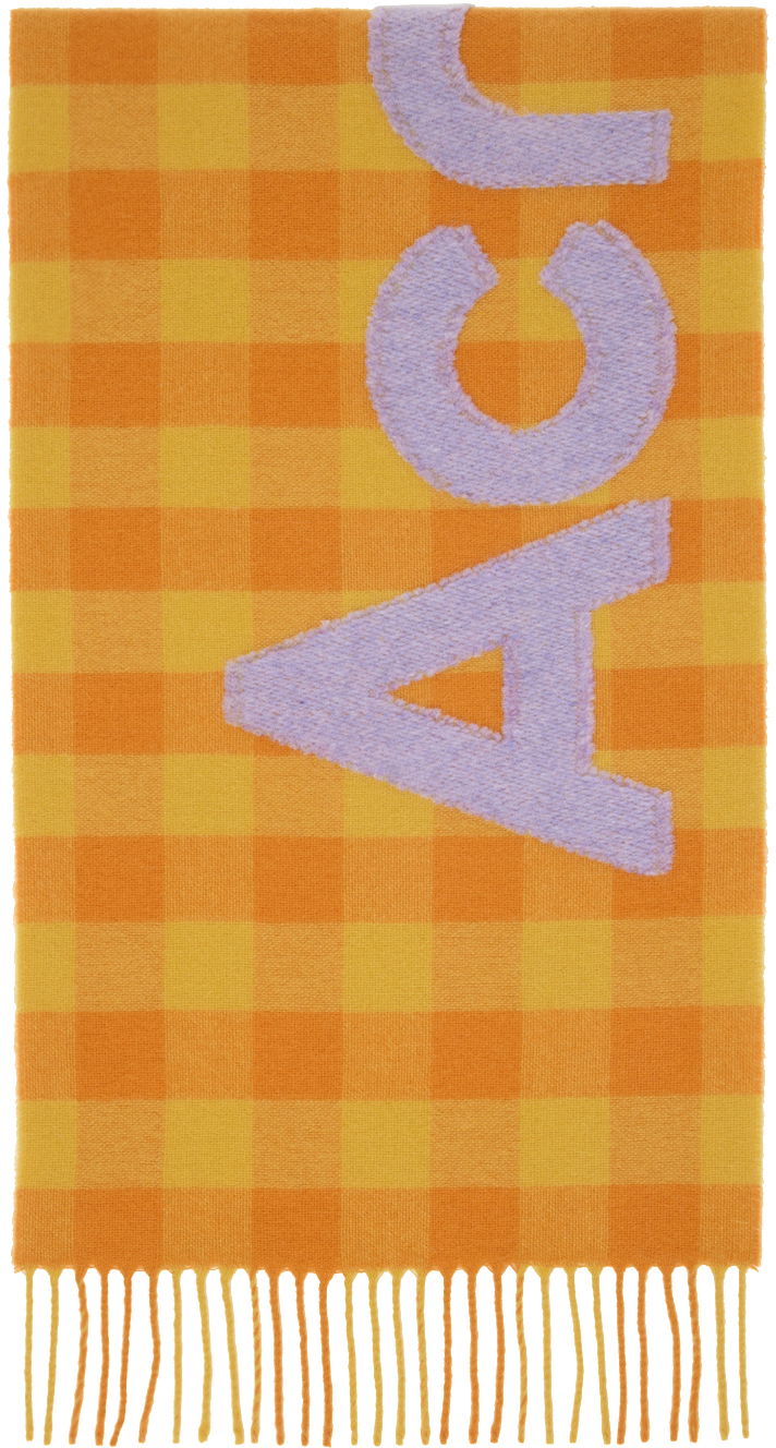 Kläder Acne Studios Orange Check Scarf Orange | CA0262-