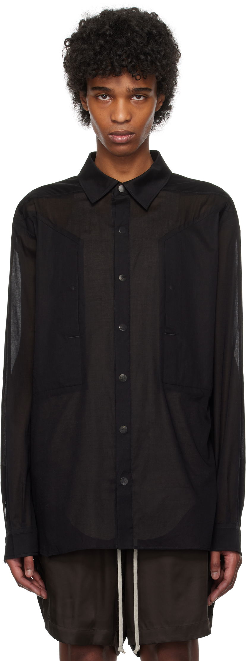 Skjorta Rick Owens Rick Owens Hollywood Jumbo Fogpocket Outer Shirt Svart | RU01E5240 CV