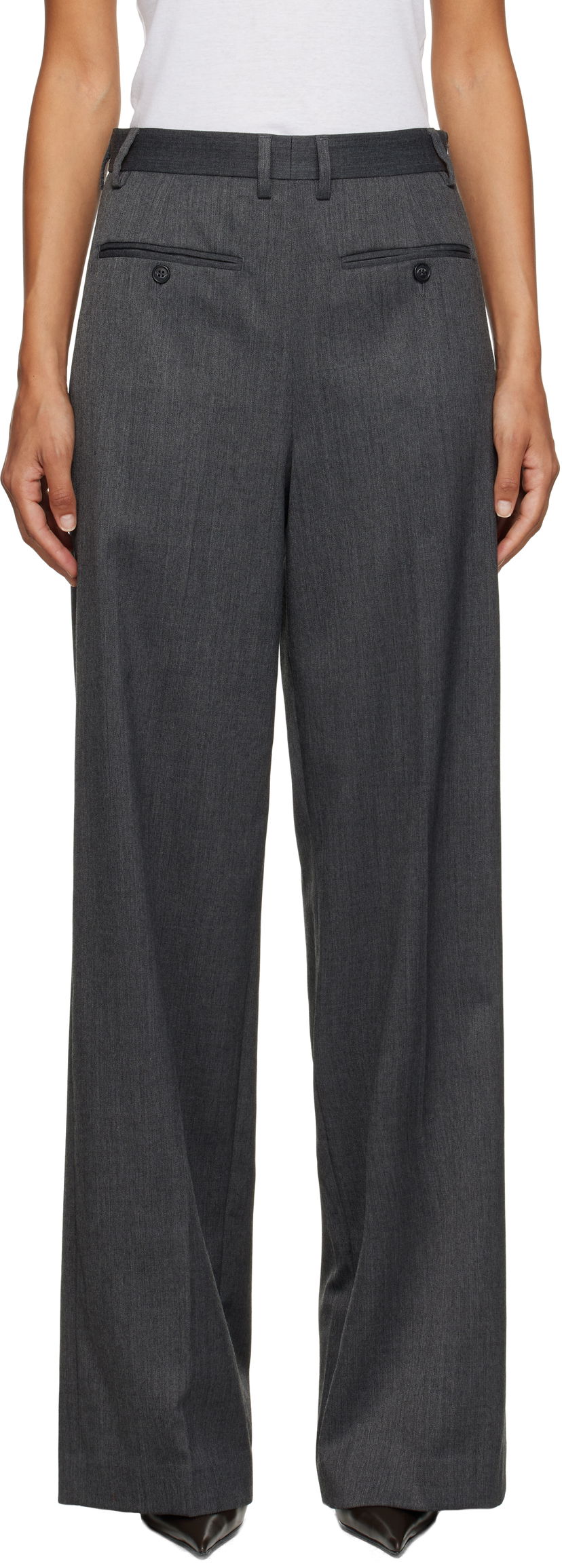 Byxor Maison Margiela MM6 Maison Margiela Tailored Wide-Leg Trousers Grå | S52KA0538 S47848