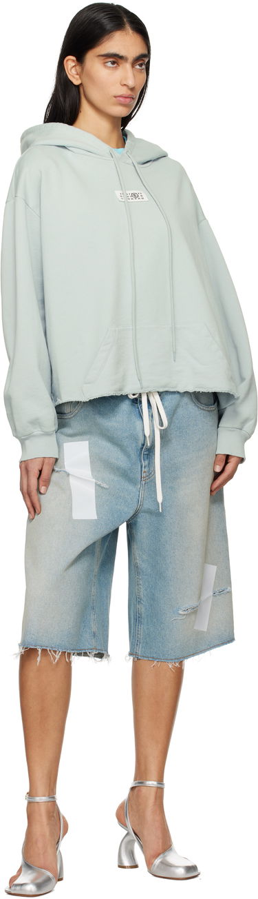 Sweatshirt Maison Margiela MM6 Maison Margiela Raw Hem Logo Hoodie Grön | S52GU0235 M25012, 3