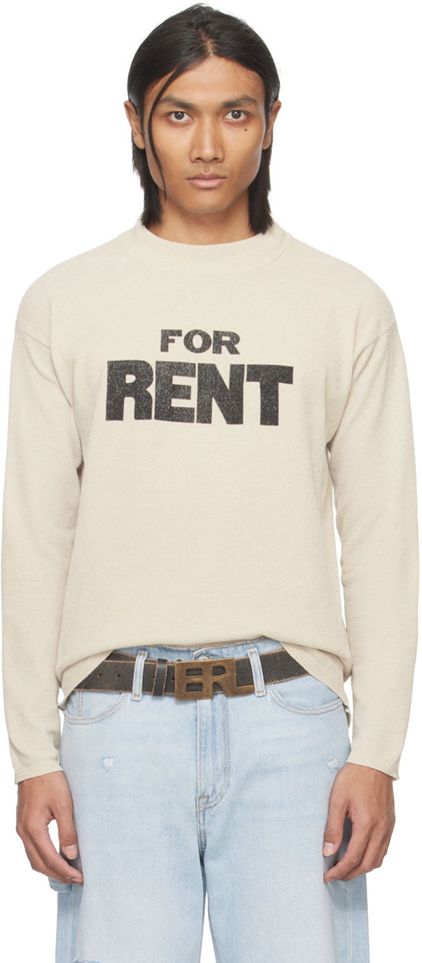 Sweatshirt ERL Printed Crewneck Sweatshirt Beige | ERL07N026