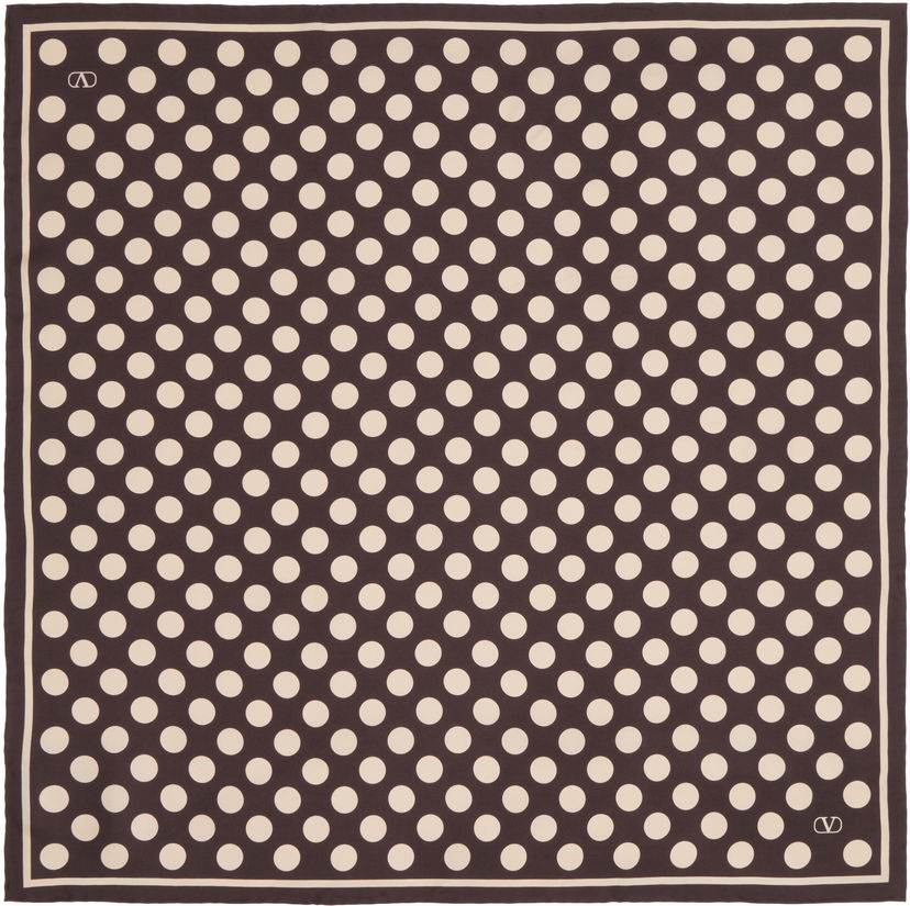 Halsduk Valentino Valentino Garavani Polka Dot Silk Scarf Brun | 7Y2EK008QEM