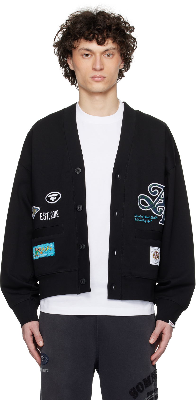 Sweater AAPE by A Bathing Ape AAPE by A Bathing Ape Main Cardigan Svart | AAPSWMC324XXNBKX