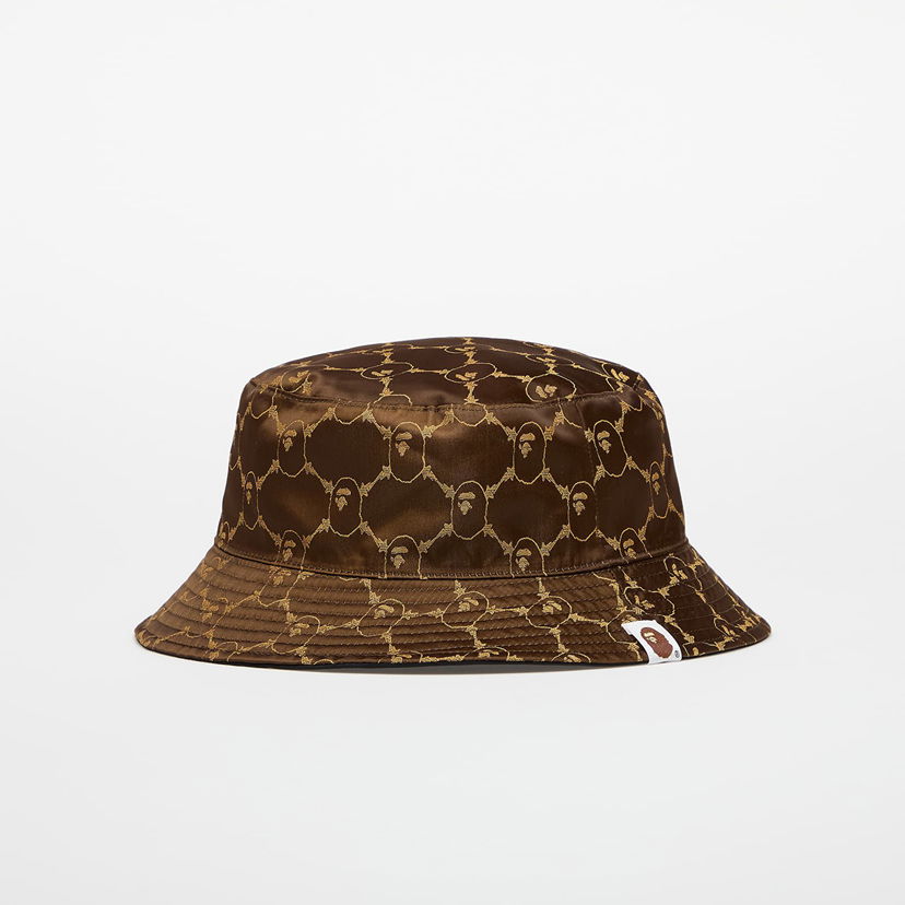 Hatt BAPE A BATHING APE College Monogram Reversible Bucket Hat Brun | 001HTL301305MBLK