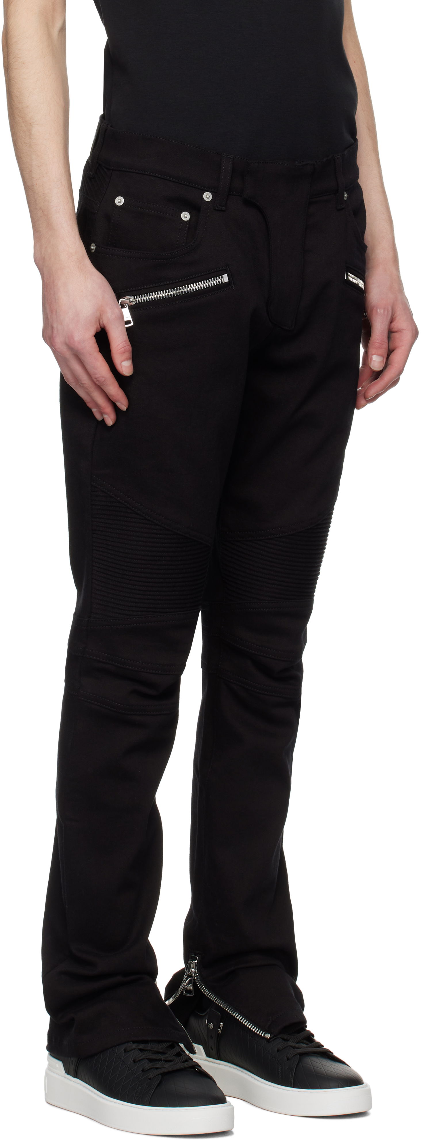 Jeans Balmain Balmain Slim-Fit Biker Jeans Svart | EH1MG115DF63, 1