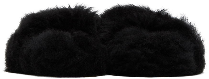 Kläder Yves Salomon Yves Salomon Toscana Fur Slippers Svart | 24W23WAA342XXTOSX, 1