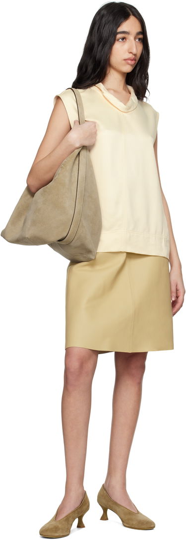 Kjol TOTEME TOTEME A-Line Leather Miniskirt Gul | 251-WRB4456-LE0128, 3