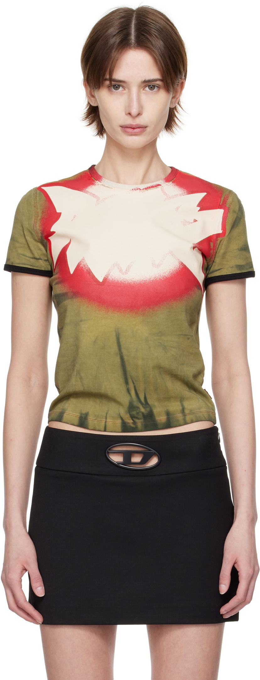 T-shirt Diesel Diesel T-Uncutie-Long-Q1 Tie-Dye T-Shirt Grön | A16772 0HQAS