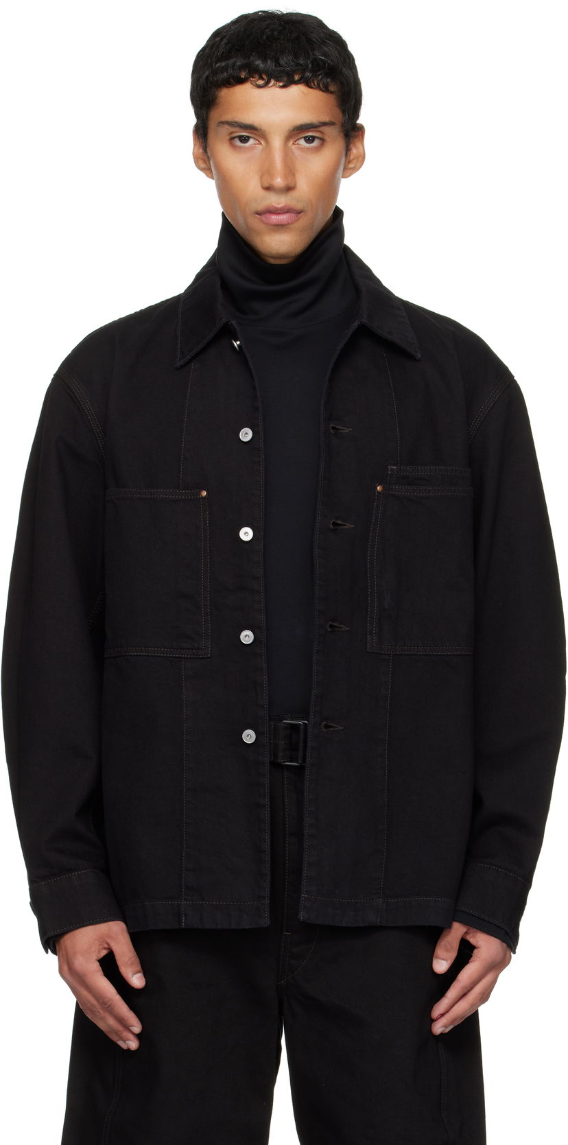 Skjorta LEMAIRE Lemaire Workwear Denim Overshirt Svart | OV1024 LD1064