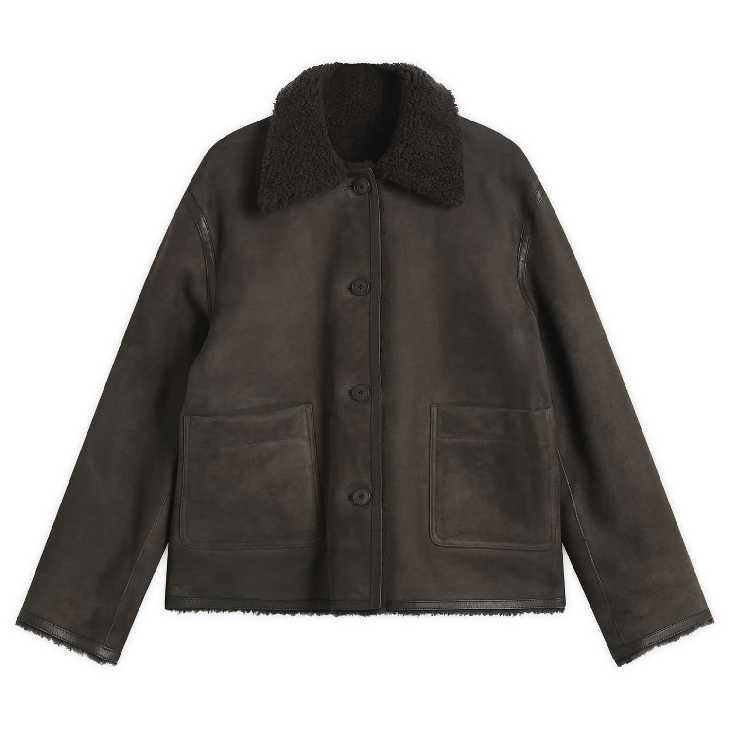 Jacka CLOSED Button-Front Shearling Jacket with Patch Pockets Brun | C97520-82F-22-140, 1