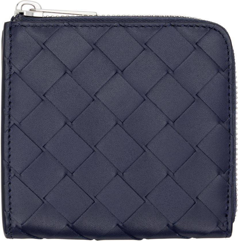 Plånbok Bottega Veneta Bottega Veneta Intrecciato Square Zip Wallet Mörkblå | 817741VCPQ53262