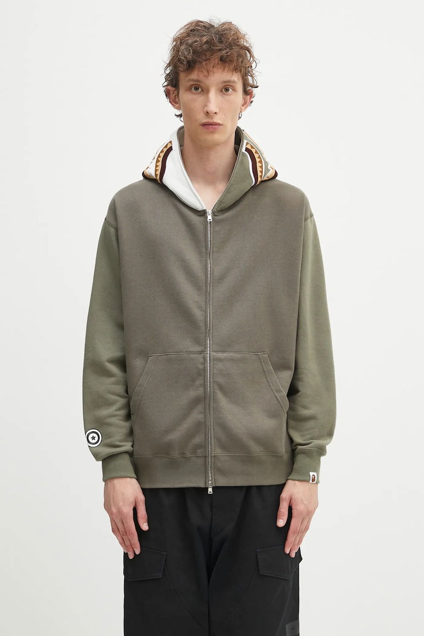 Sweatshirt BAPE A Bathing Ape Shark Full Zip Hoodie Grön | 1K70115312