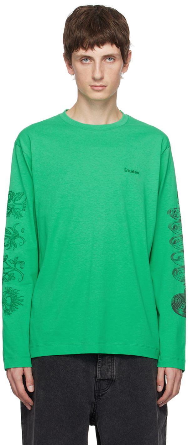 T-shirt Études Graphic Print Long Sleeve T-Shirt Grön | H23MC172A01036
