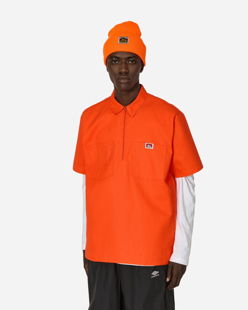 Mössa Ben Davis Men's Orange Half-Zip Short Sleeve Shirt Orange | BEN126 001