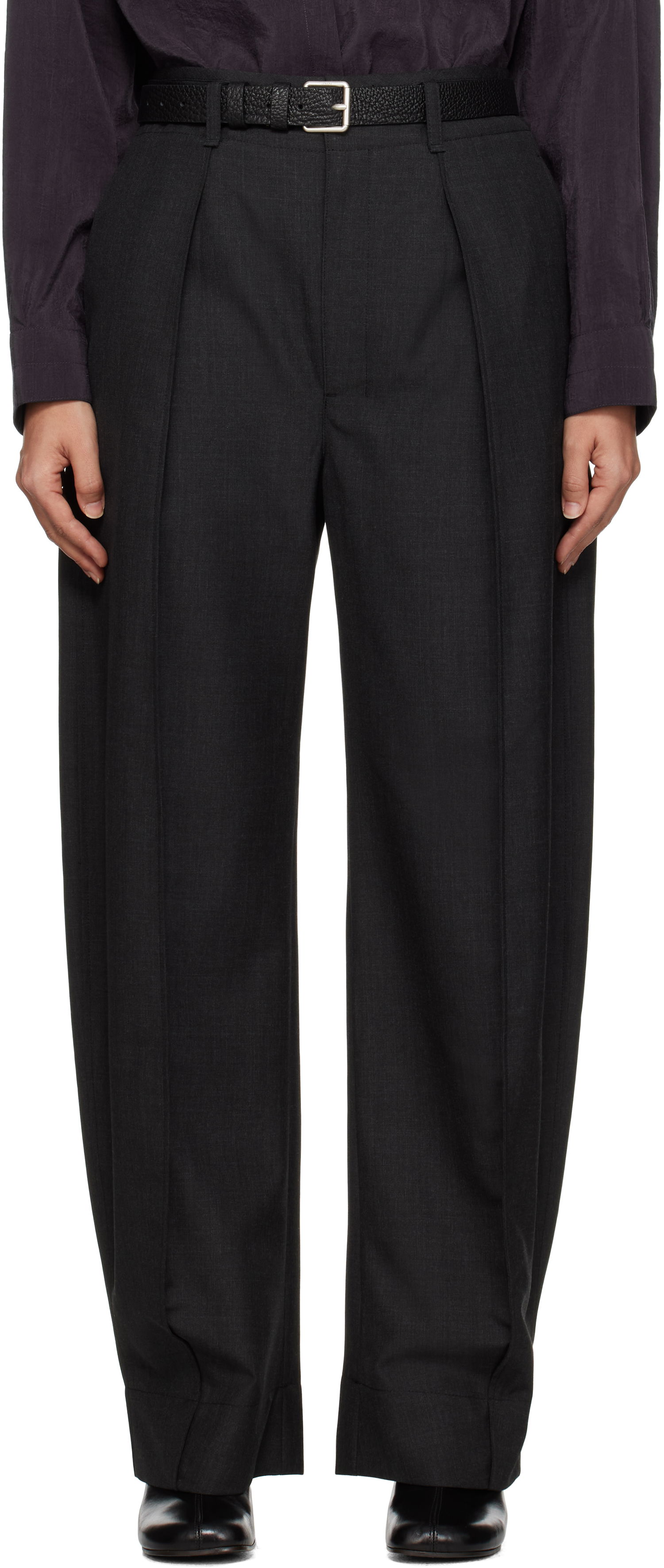 Byxor LEMAIRE LEMAIRE Curved Volume Tailored Pants Svart | PA1118 LF414, 0