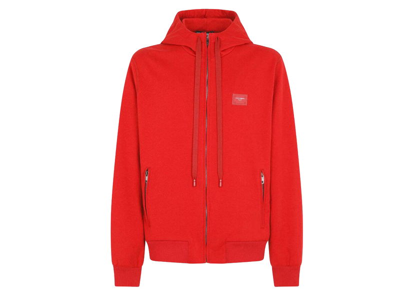 Sweatshirt Dolce & Gabbana Jersey Zip Up Hoodie Red Röd | G9PD2TFU7DUR2254