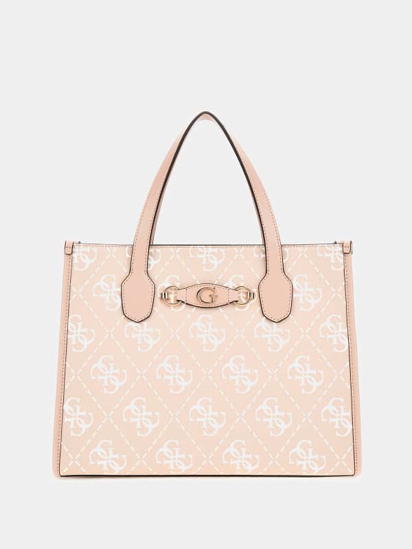 Tygpåse GUESS Izzy 4G Logo Tote Bag Beige | HWOQ8654220