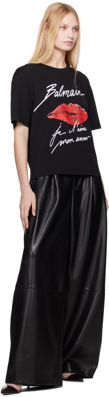 T-shirt Balmain Balmain Short-Sleeved Kiss Print T-Shirt Svart | EF1EG110GE45, 3