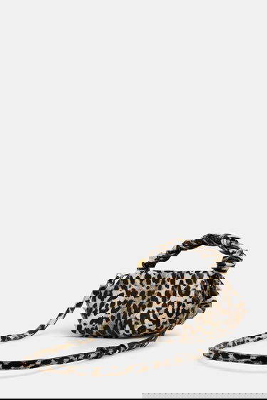 Handväska GANNI Leather Bou Bag Mini Leopard Print with Braided Handle Flerfärgad | A6948, 2