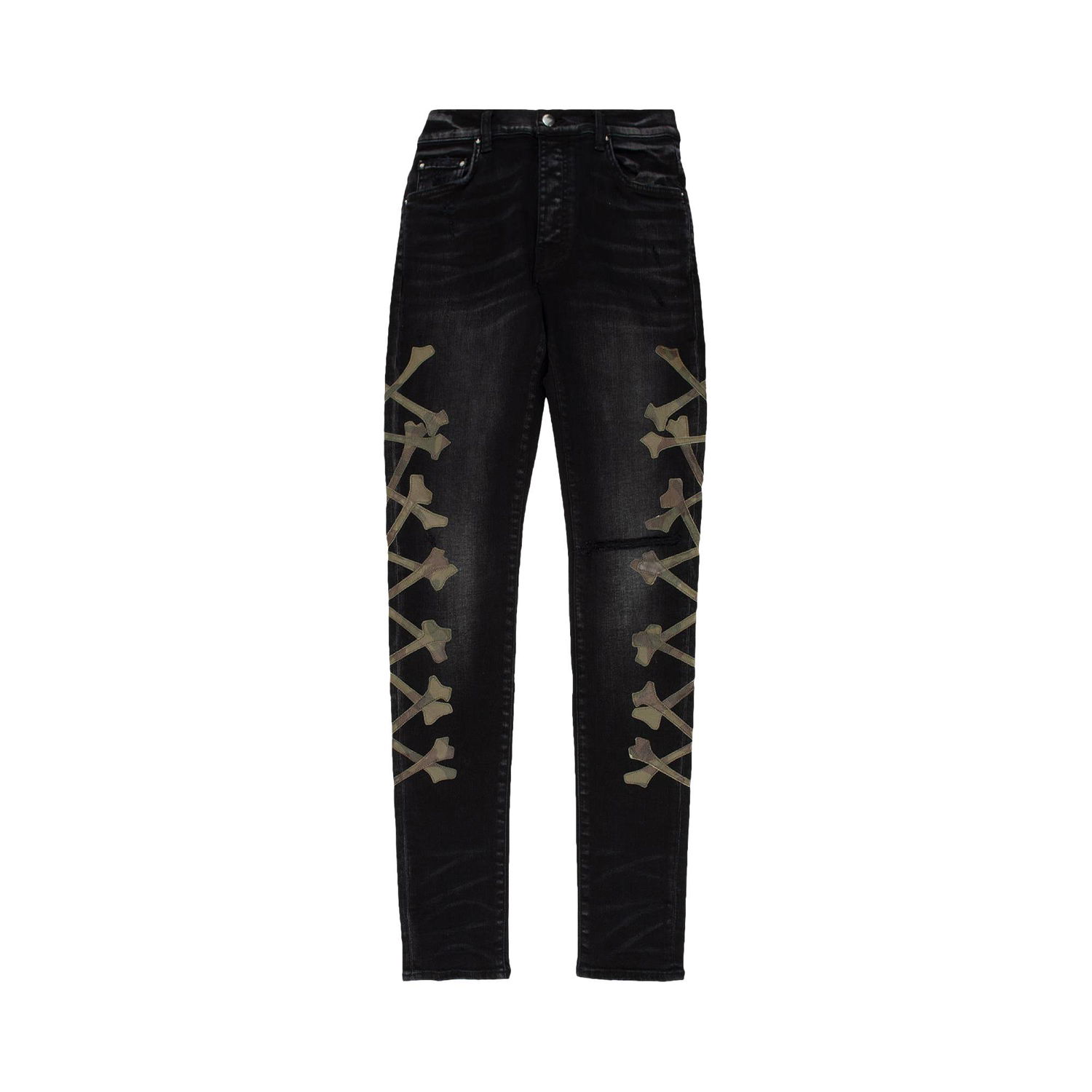 Jeans AMIRI Camo Bones Jeans Svart | PF22MDS027 023 AGED, 1