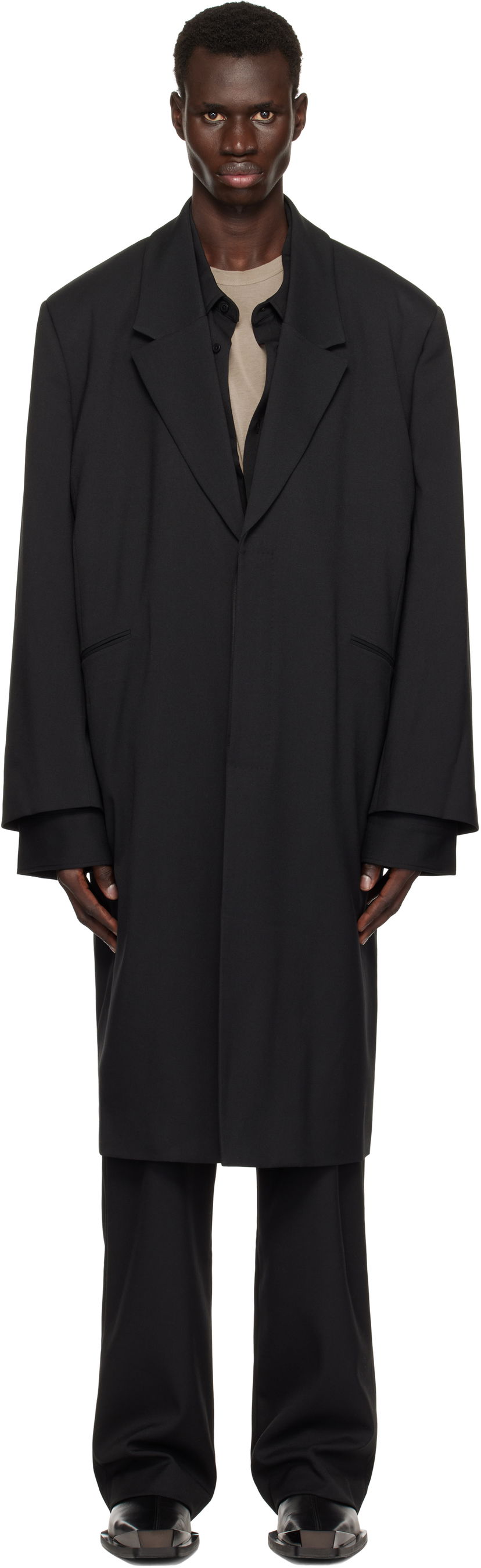 Rockar Entire Studios Entire Studios Single Breasted Coat Svart | ES2686BW