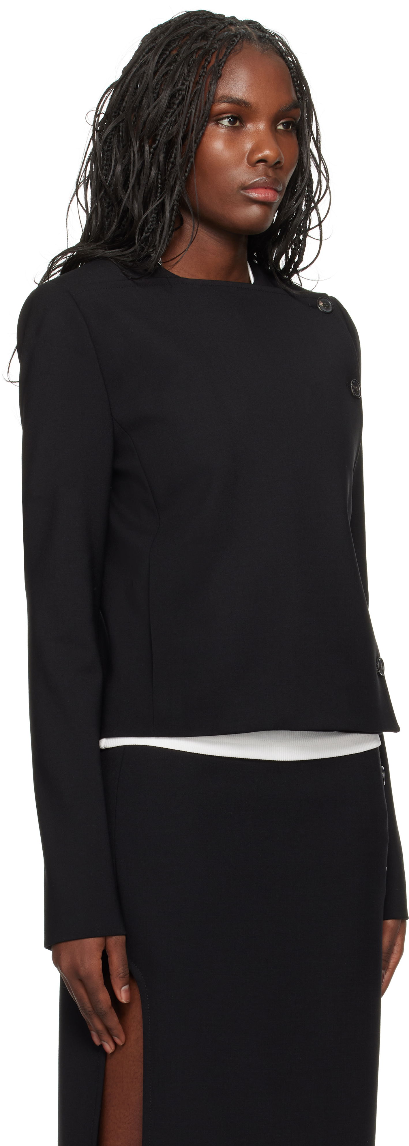 Jacka Courrèges Buttoned Tailored Jacket Svart | 424CVE102WO0113, 1