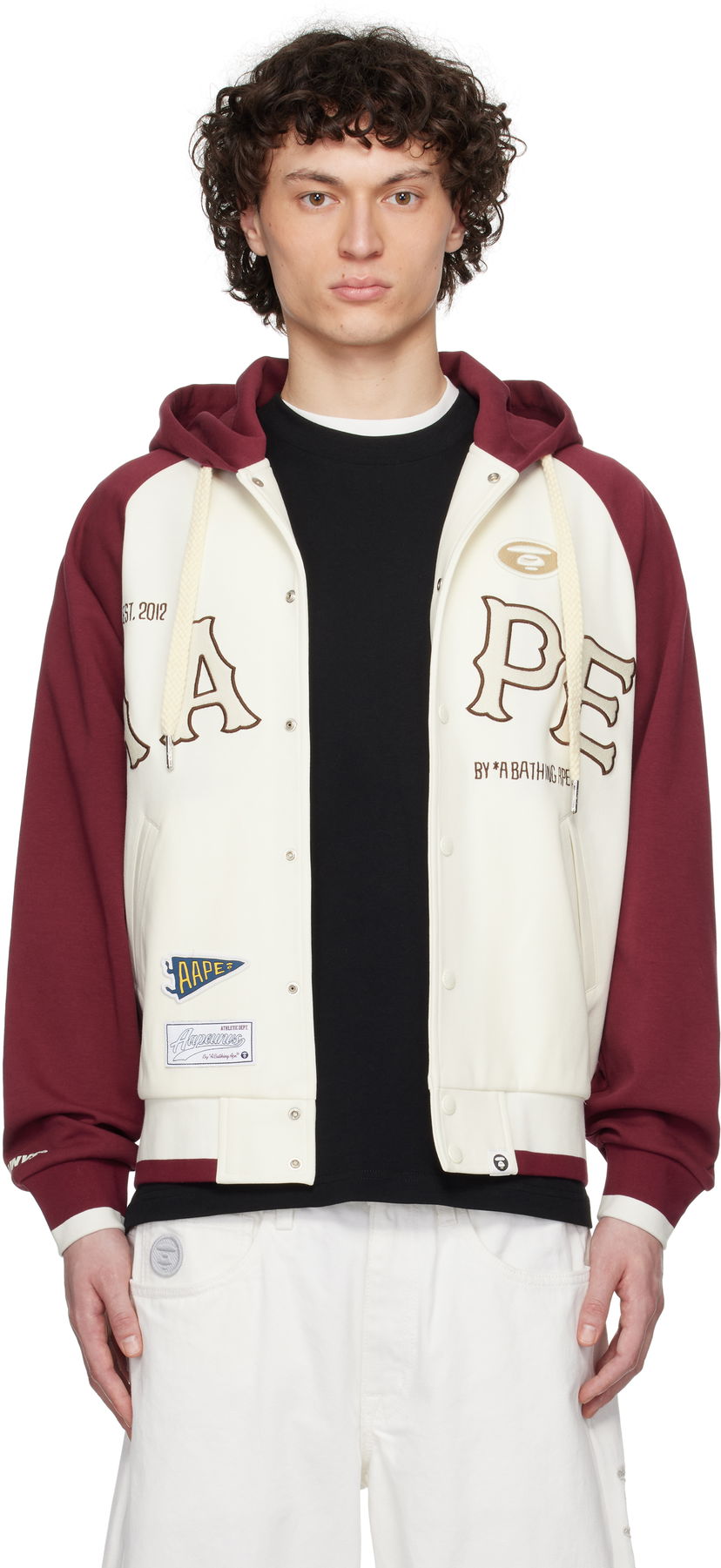 Bomberjacka AAPE by A Bathing Ape AAPE by A Bathing Ape Main Zip Up Hoodie Jacket Vit | AAPSWMC323XXNIVX