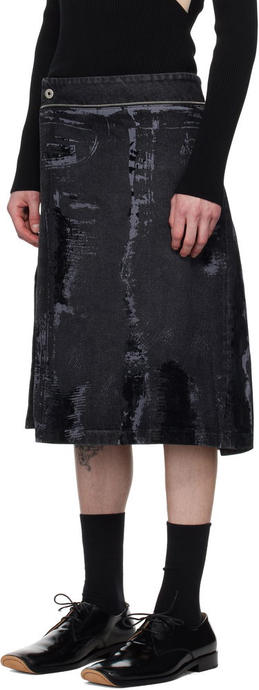 Kjol Jean Paul Gaultier Jean Paul Gaultier 'The Flocked' Denim Kilt Svart | 25/33-F-JU161-D016-06, 3