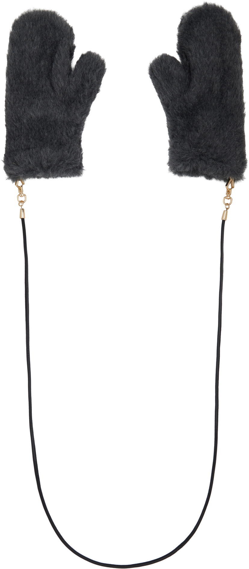 Handskar Max Mara Max Mara Faux Fur Mitts with String Grå | 2524566082600