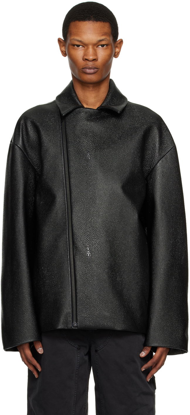 Jacka 032C Diamond Leather Jacket Svart | SS23-L-4010