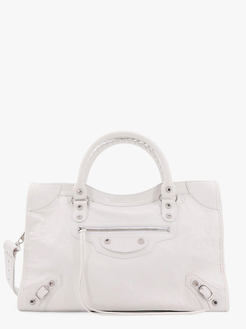 Handväska Balenciaga White Leather City Media Bag Vit | 8230582AA9S9104