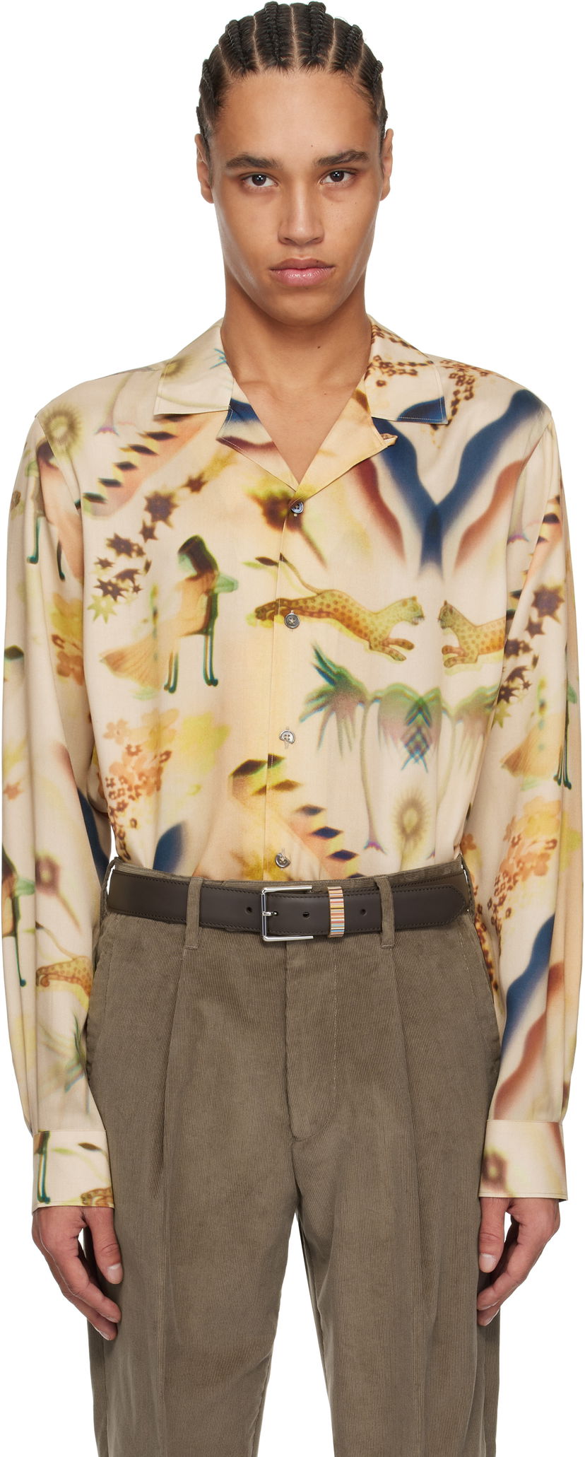 Skjorta Paul Smith Paul Smith Lumiere Print Shirt Beige | M1R-387Z-P02576-60