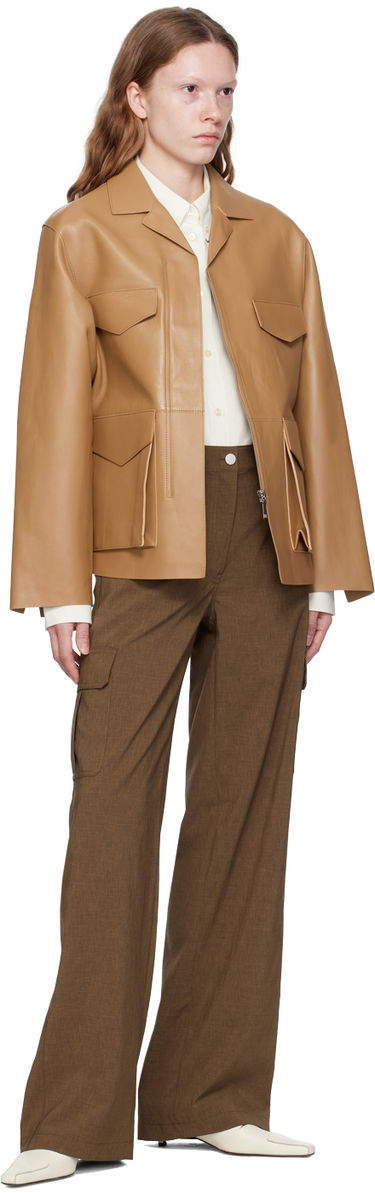 Jacka TOTEME Army Leather Jacket Beige | 233-108-737, 3