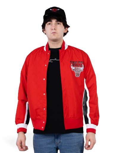 Bomberjacka Mitchell & Ness 75th Anniversary Warm Up Jacket Chicago Bulls Röd | OJBF1201-CBUYYPPPRED1
