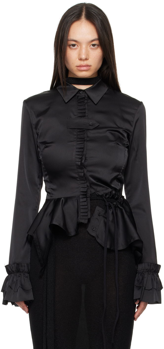 Skjorta Ottolinger Ottolinger Ruffled Satin Blouse Svart | 1110105921