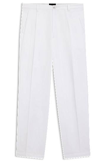 Byxor BOSS Relaxed-Fit Cotton Twill Trousers Vit | 50546924