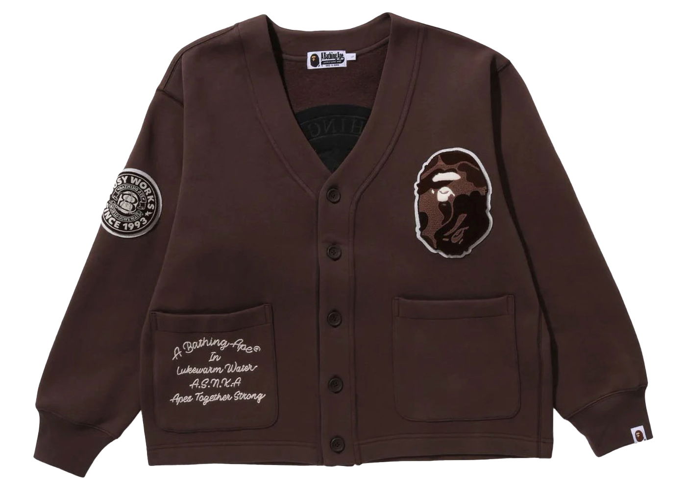 Sweater BAPE BAPE College Badges Sweat Cardigan Brown Brun | 1J80-113-063, 0