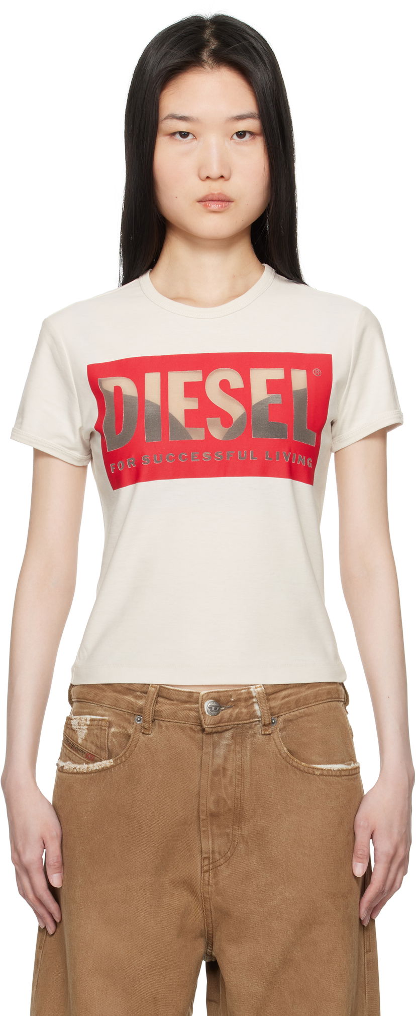 T-shirt Diesel T-shirt Slim Fit Graphic Print Vit | A17082 0SHAY