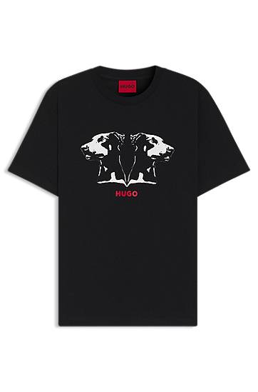 T-shirt BOSS HUGO Dobermann Print T-Shirt Svart | 50542734