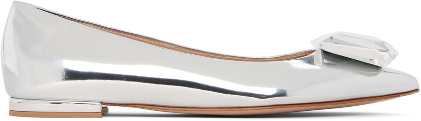 Sneakers och skor Gianvito Rossi Metallic Crystal-Embellished Jaipur Ballerina Flats Metallisk | G22131-05RIC-MET