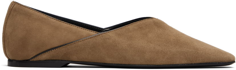 Kläder TOTEME TOTEME Everyday Suede Ballerina Flats Brun | 253-WAS2759-LE0071