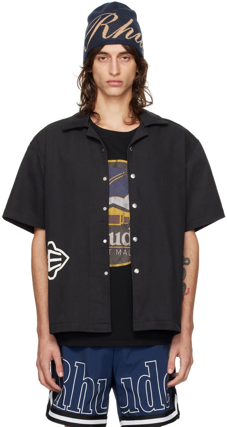 Skjorta Rhude Black Cross Logo Shirt Svart | RHPF24SR03320