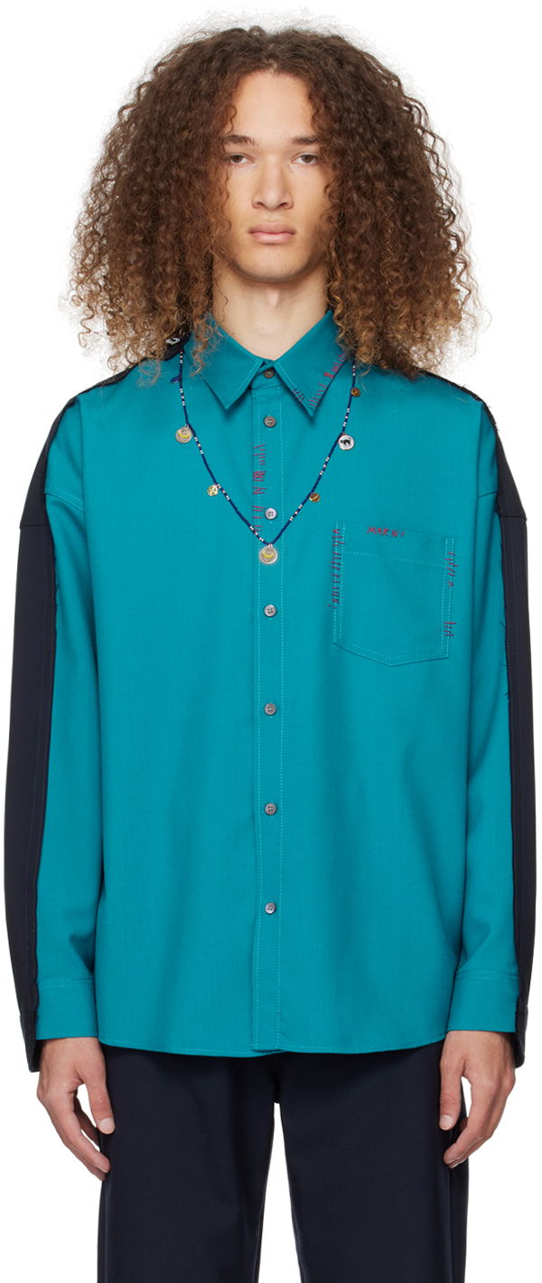 Skjorta Marni Contrast Shirt Blå | CUMU0278QS TW839