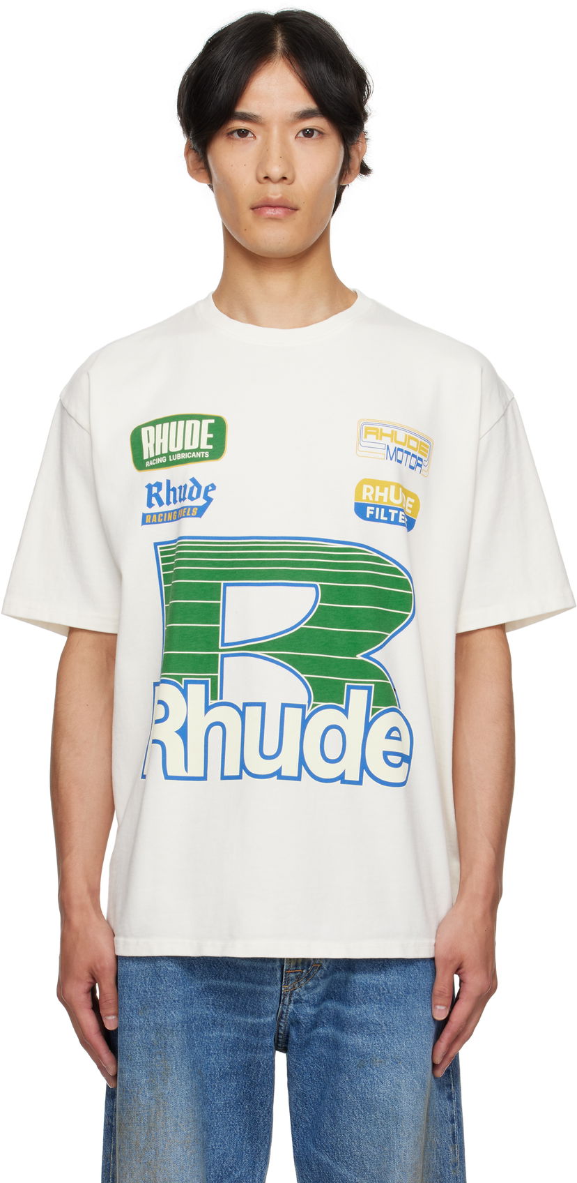 T-shirt Rhude Rhude Roadway Racing T-Shirt Vit | RHPF25TT11012