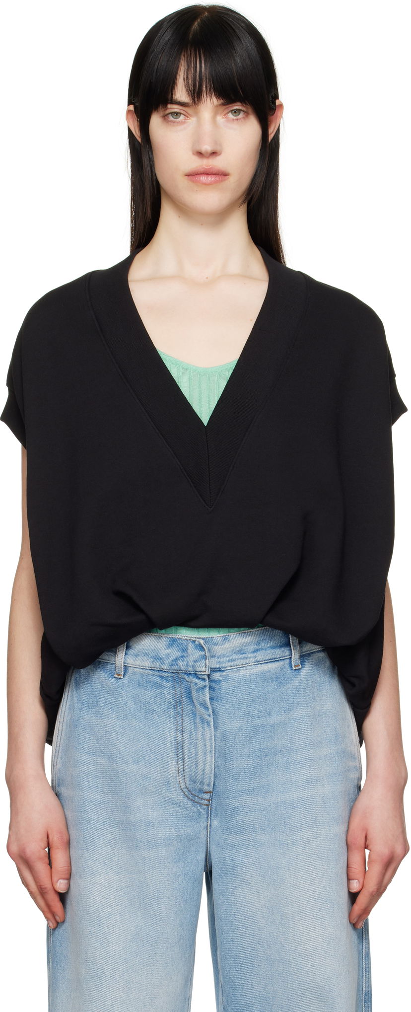Sweater Dries Van Noten Dries Van Noten V-Neck Vest Svart | 251-011113-1610