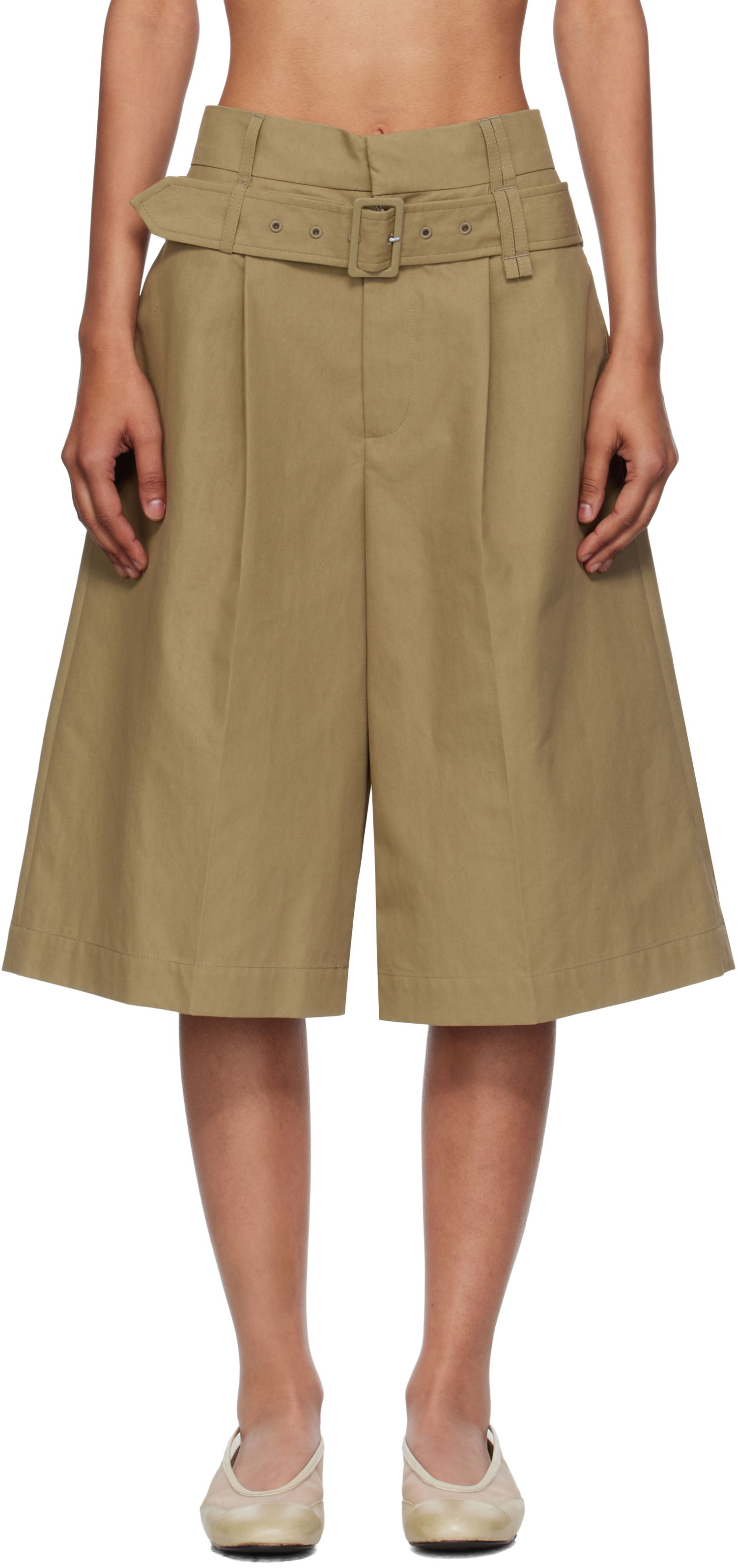 Shorts Simone Rocha Simone Rocha Wide Leg Multi Belt Loop Shorts Beige | 4160 1267, 0